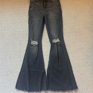 Women's Distressed Flare Jeans - Black